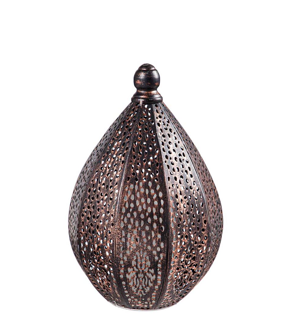 Plow & Hearth Home Accents Indoor Living Indoor/Outdoor Flicker Flame Battery Operated Moroccan Die Cut Lantern