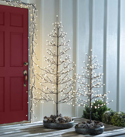 Plow & Hearth Home Accents Indoor Living Indoor/Outdoor Globe Lighted Branch Garland With 48 Lights