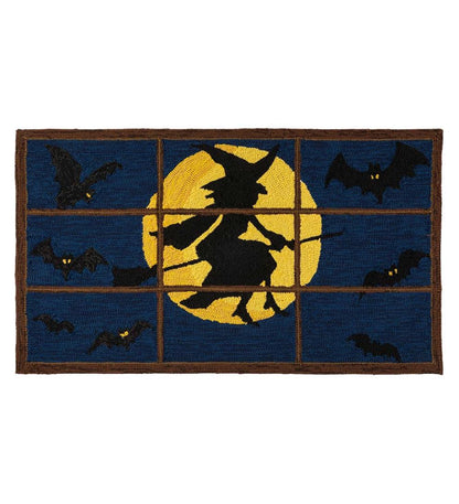 Plow & Hearth Home Accents Indoor Living Indoor/Outdoor Halloween Flying Witch Hooked Accent Rug