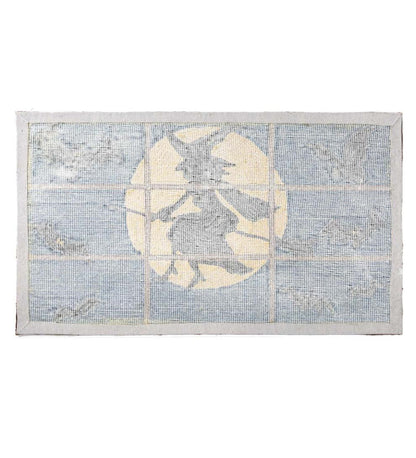 Plow & Hearth Home Accents Indoor Living Indoor/Outdoor Halloween Flying Witch Hooked Accent Rug