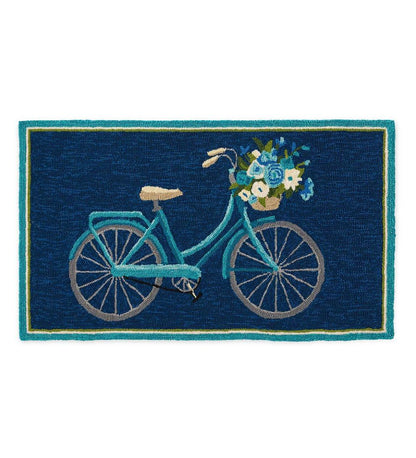 Plow & Hearth Home Accents Indoor Living Indoor/Outdoor Hooked Bicycle Accent Rug