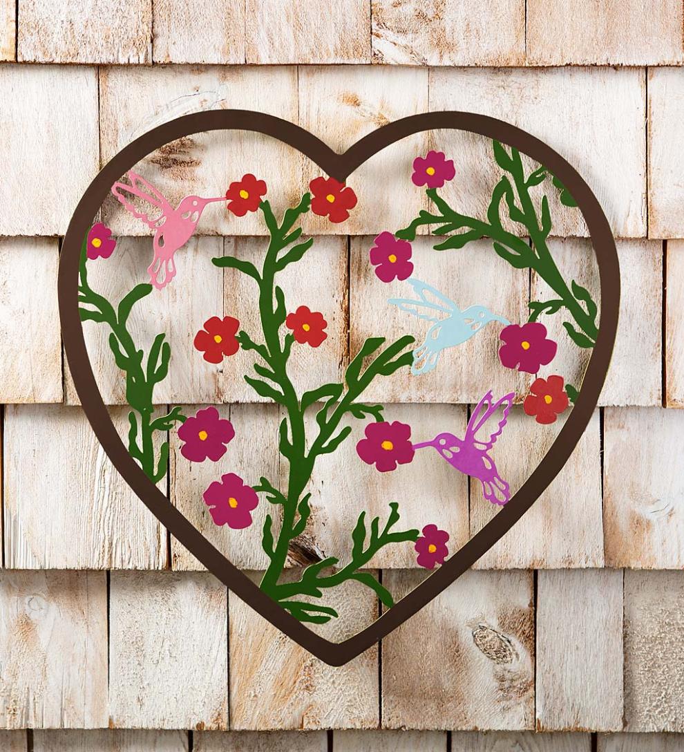 Plow & Hearth Home Accents Indoor Living Indoor/Outdoor Hummingbird And Heart Wall Art