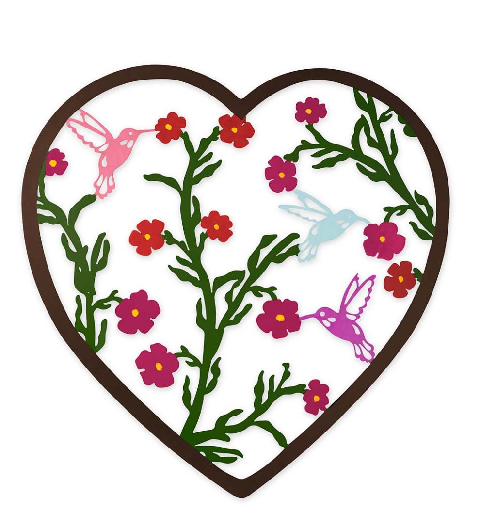 Plow & Hearth Home Accents Indoor Living Indoor/Outdoor Hummingbird And Heart Wall Art