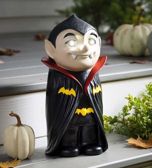 Plow & Hearth Home Accents Indoor Living Indoor/Outdoor Lighted Dracula Shorty Halloween Statue