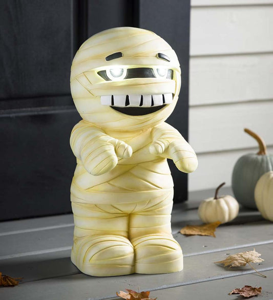 Plow & Hearth Home Accents Indoor Living Indoor/Outdoor Lighted Mummy Shorty Halloween Statue