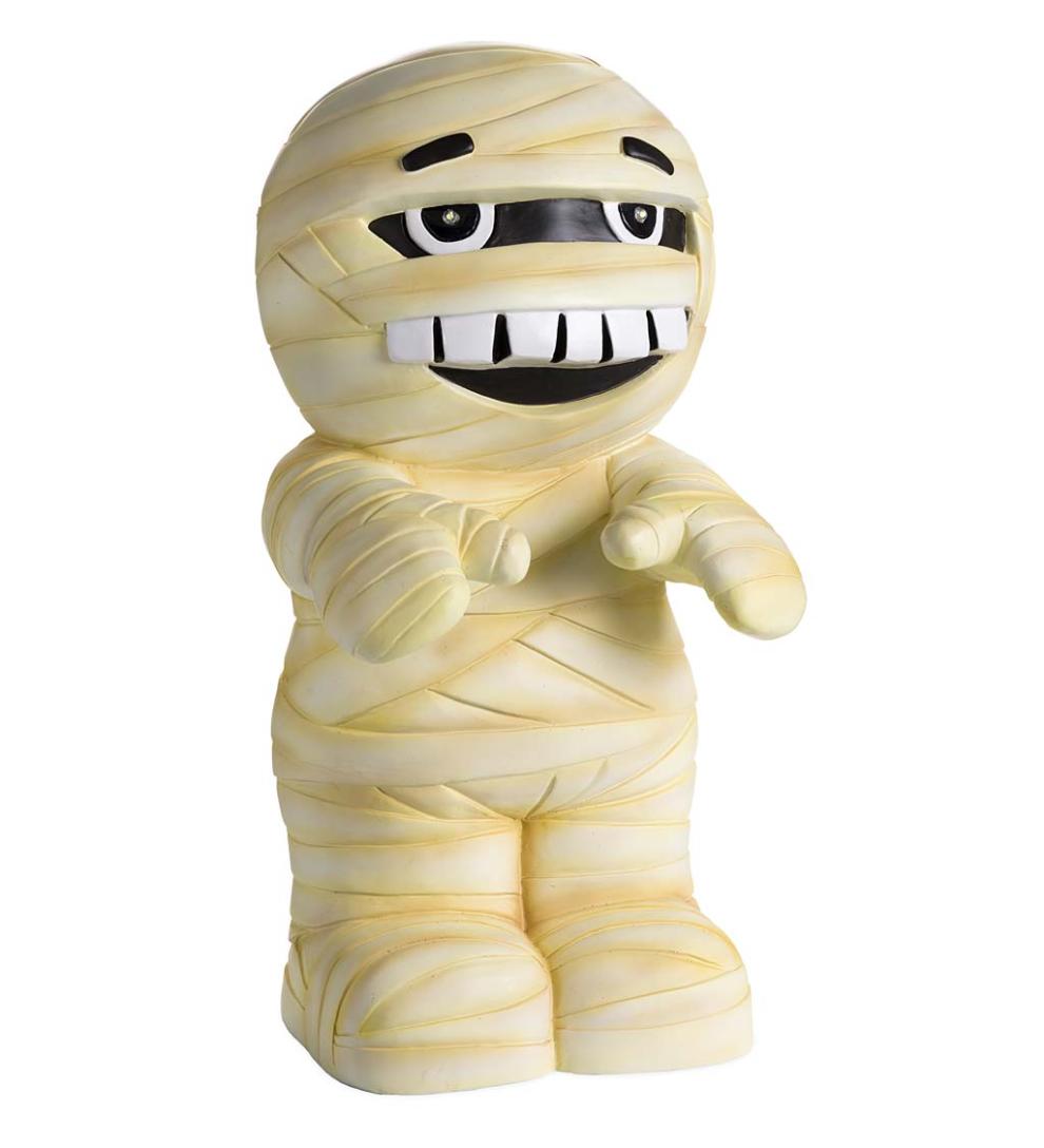 Plow & Hearth Home Accents Indoor Living Indoor/Outdoor Lighted Mummy Shorty Halloween Statue