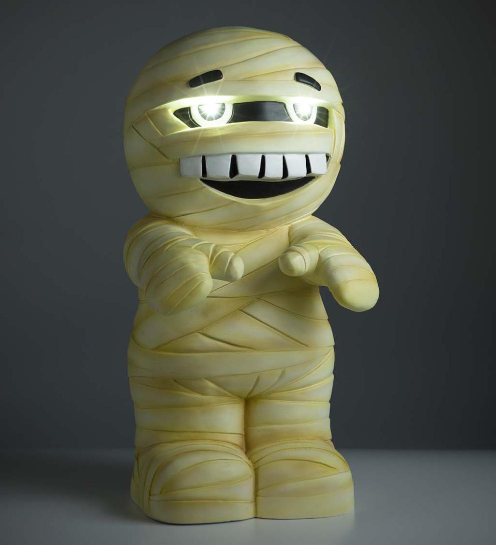 Plow & Hearth Home Accents Indoor Living Indoor/Outdoor Lighted Mummy Shorty Halloween Statue