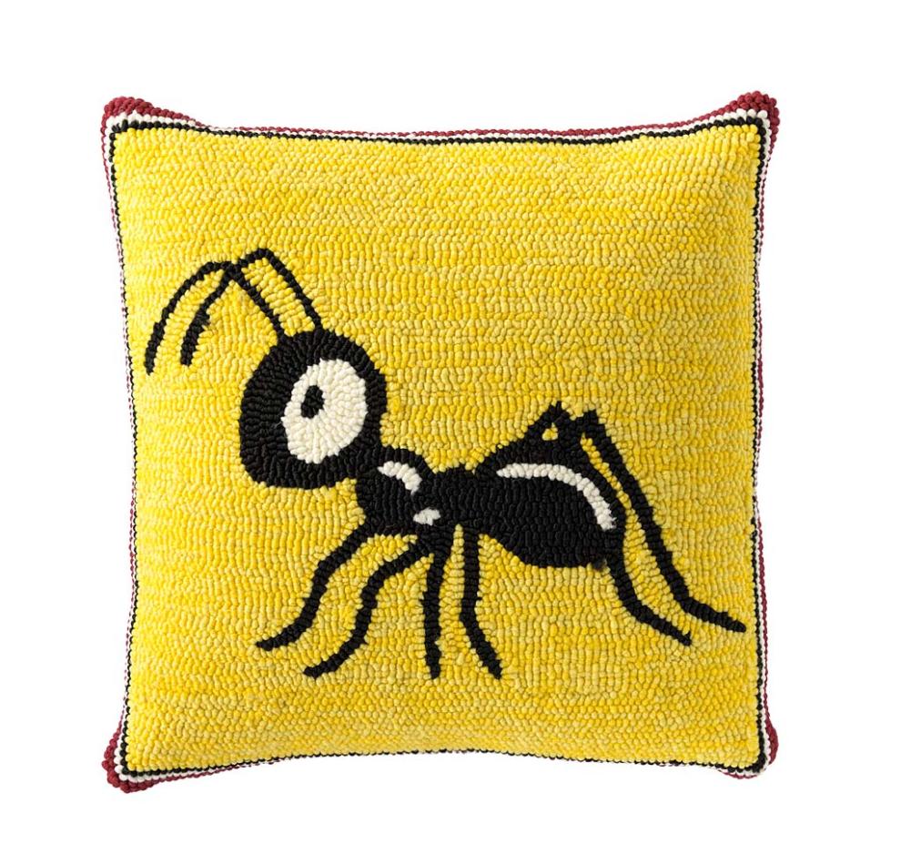 Plow & Hearth Home Accents Indoor Living Indoor/Outdoor Summer Picnic Ant Hooked Polypropylene Throw Pillow