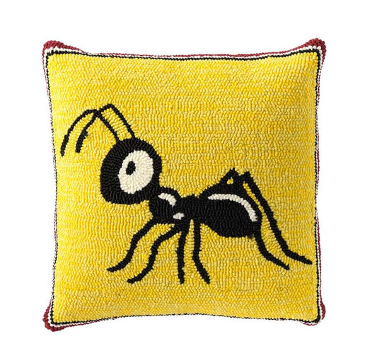 Plow & Hearth Home Accents Indoor Living Indoor/Outdoor Summer Picnic Ant Hooked Polypropylene Throw Pillow