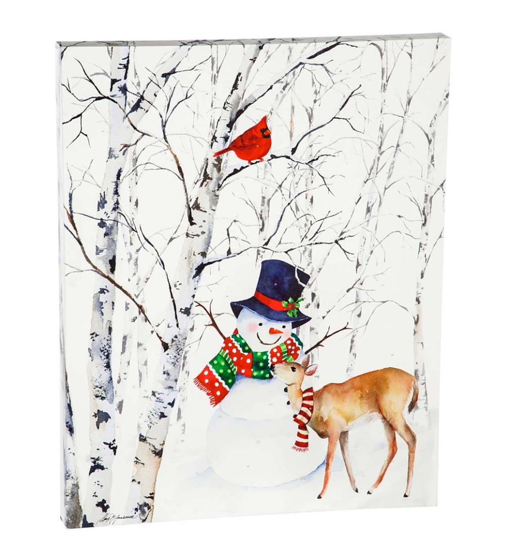 Plow & Hearth Home Accents Indoor Living Led Joyful Snowman Wall Art