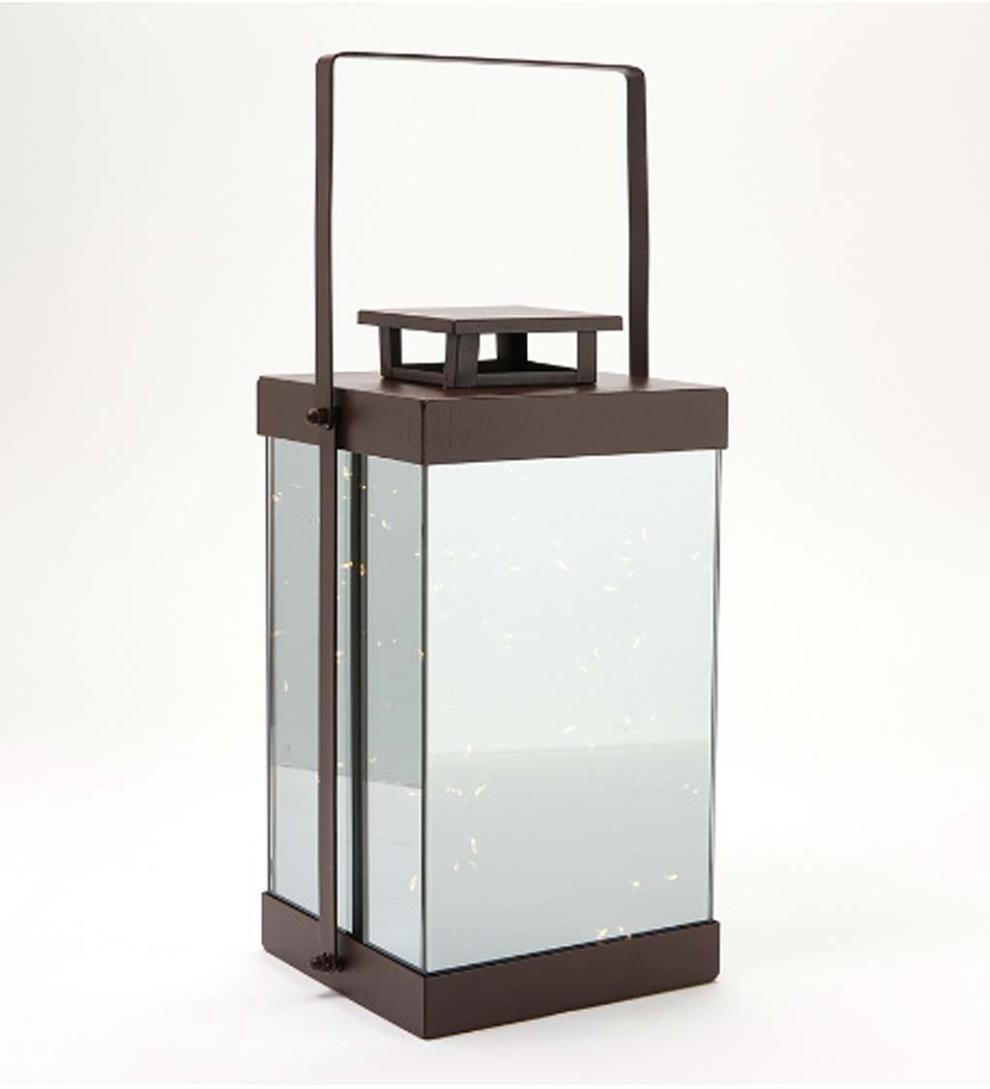 Plow & Hearth Home Accents Indoor Living Led Mirror Lantern - Gray