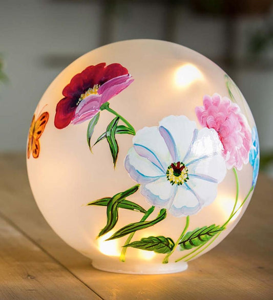 Plow & Hearth Home Accents Indoor Living Led Vivid Bouquet Lighted Globes, Set Of 2