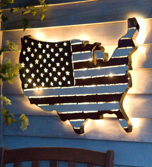 Plow & Hearth Home Accents Indoor Living Lighted Americana Flag Art