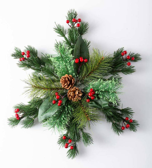 Plow & Hearth Home Accents Indoor Living Lighted Faux Greenery Snowflake Holiday Accent