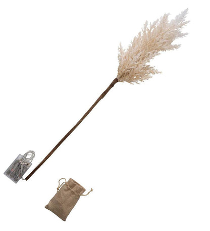 Plow & Hearth Home Accents Indoor Living Lighted Faux Pampas Grass Branches, Set Of 2 - Caramel