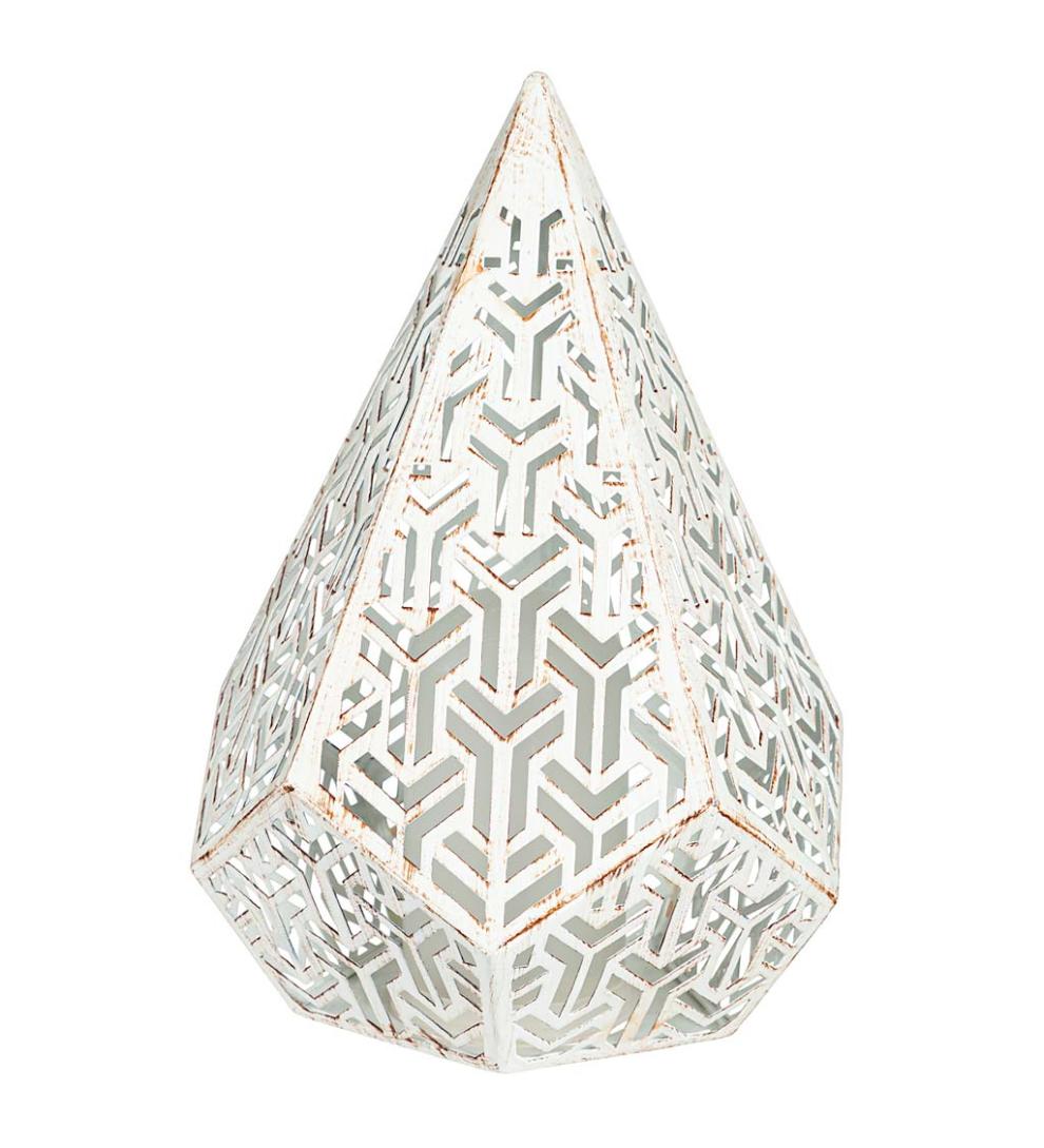 Plow & Hearth Home Accents Indoor Living Lighted Geometric Die Cut Lantern, Large