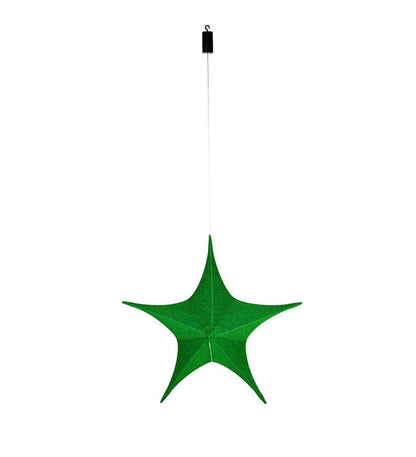 Plow & Hearth Home Accents Indoor Living Lighted Hanging Fabric Star, Large Green