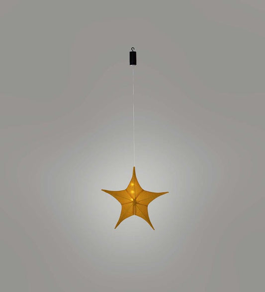 Plow & Hearth Home Accents Indoor Living Lighted Hanging Fabric Star, Small Gold