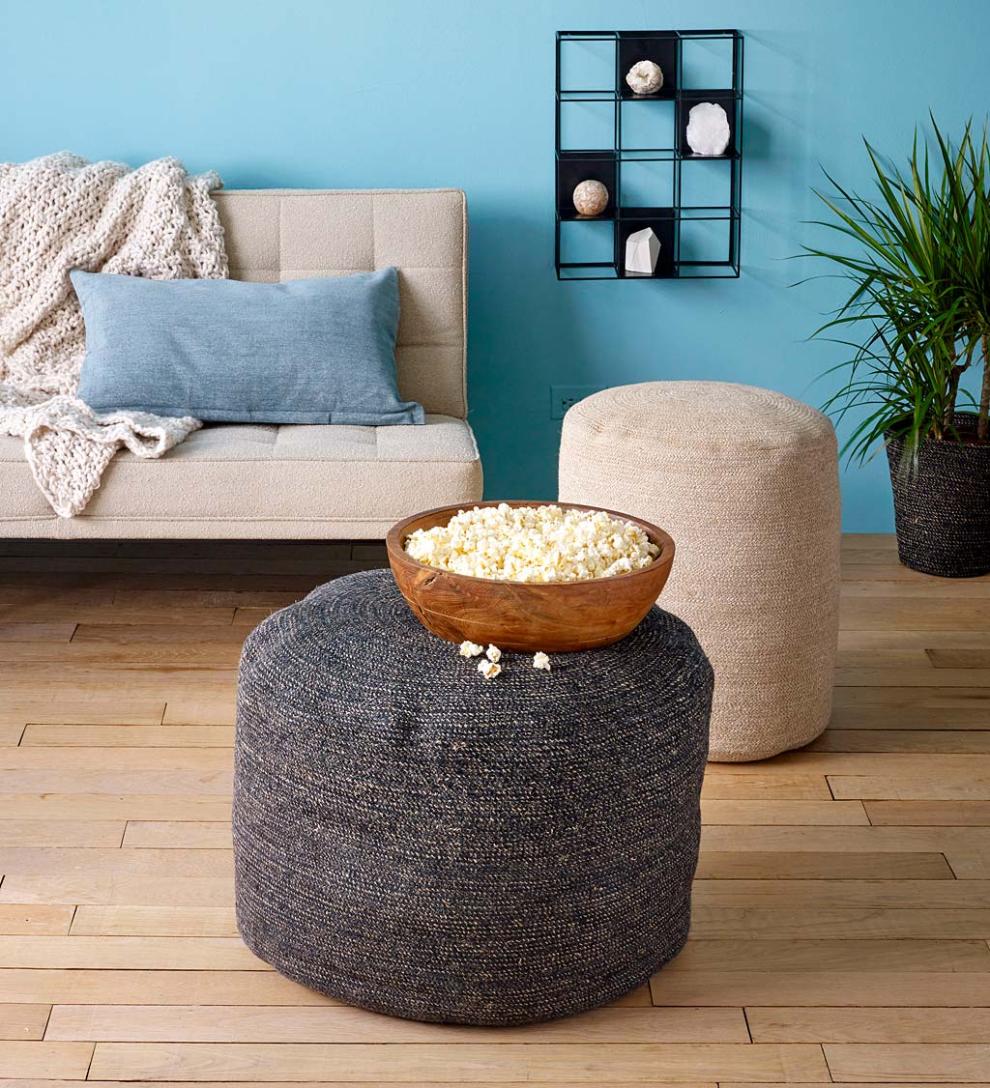 Plow & Hearth Home Accents Indoor Living Melia Jute Pouf - Black