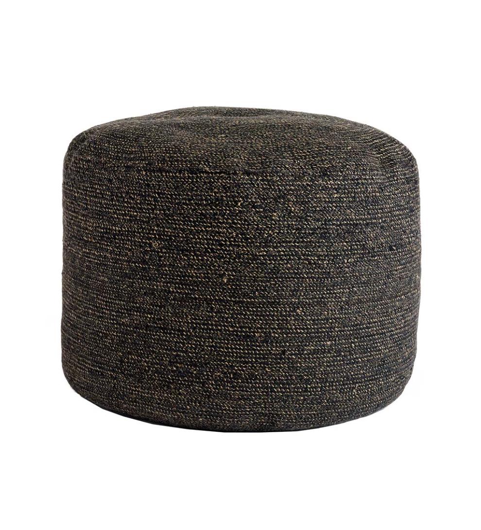 Plow & Hearth Home Accents Indoor Living Melia Jute Pouf - Black
