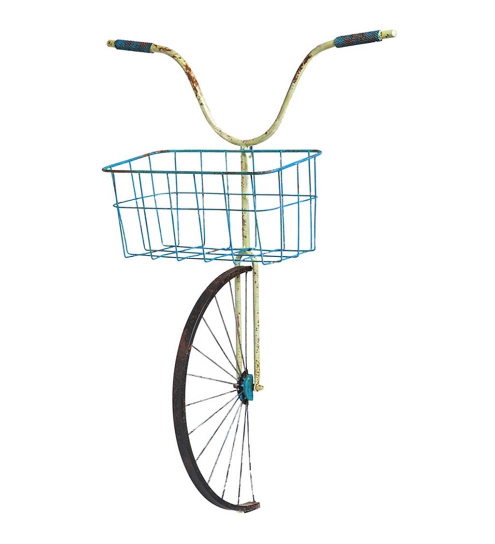 Plow & Hearth Home Accents Indoor Living Metal Bike Basket Hanging Planter