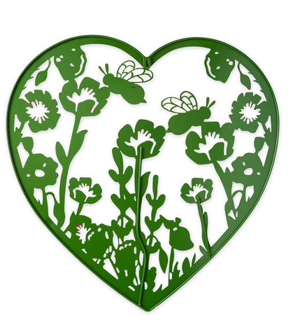 Plow & Hearth Home Accents Indoor Living Metal Indoor/Outdoor Heart Wall Art With Bees And Flowers
