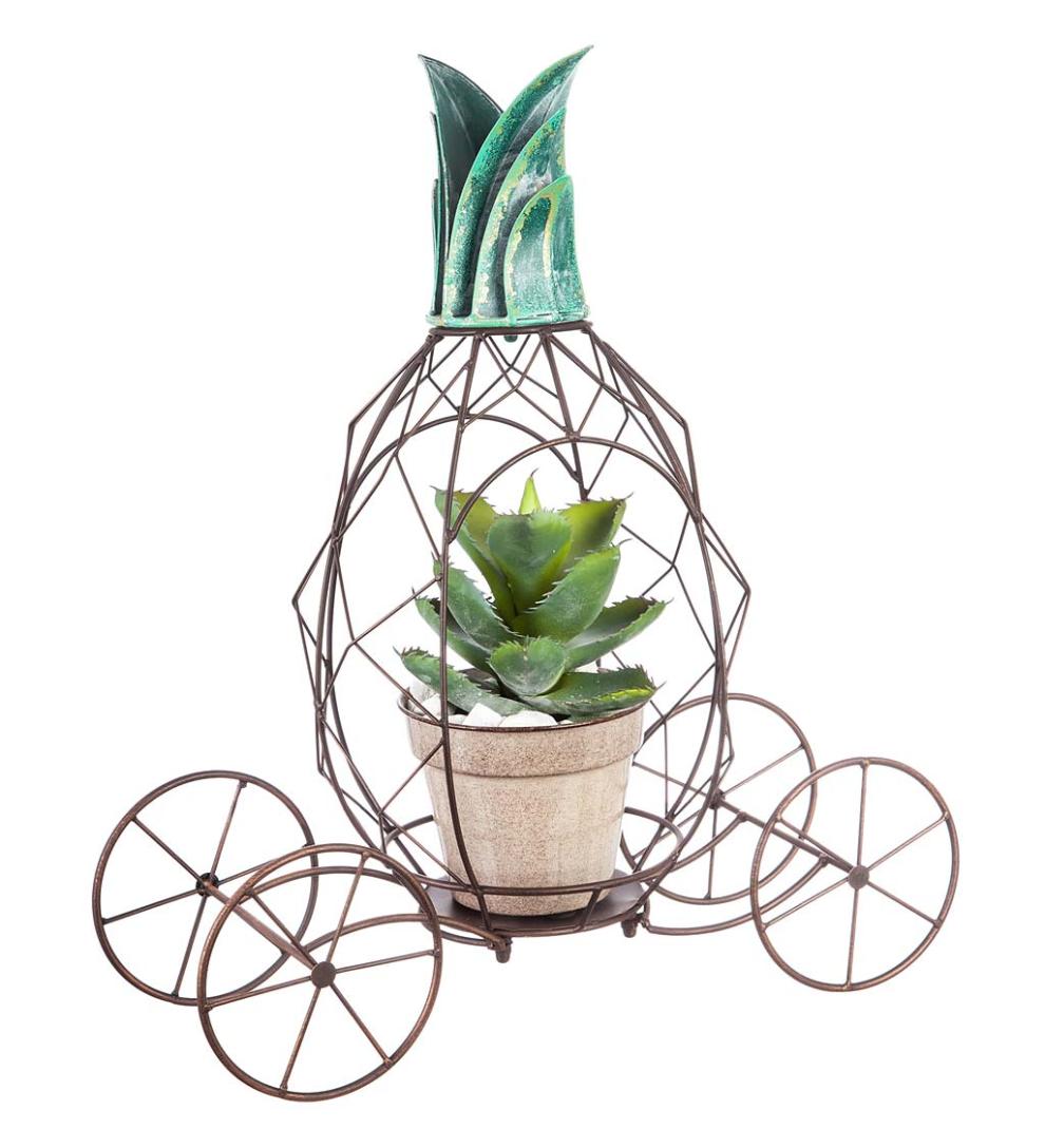 Plow & Hearth Home Accents Indoor Living Metal Pineapple Plant Stand