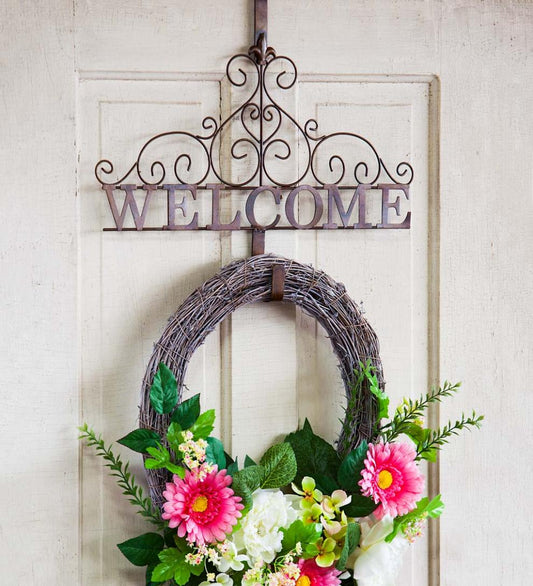 Plow & Hearth Home Accents Indoor Living Metallic Copper Fleur-De-Lis Welcome Wreath Holder
