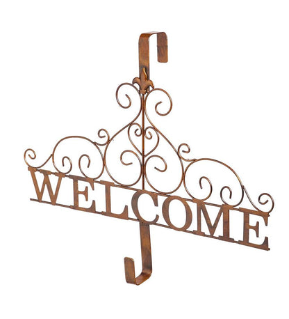 Plow & Hearth Home Accents Indoor Living Metallic Copper Fleur-De-Lis Welcome Wreath Holder