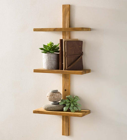 Plow & Hearth Home Accents Indoor Living Mini Teak Wall Shelf