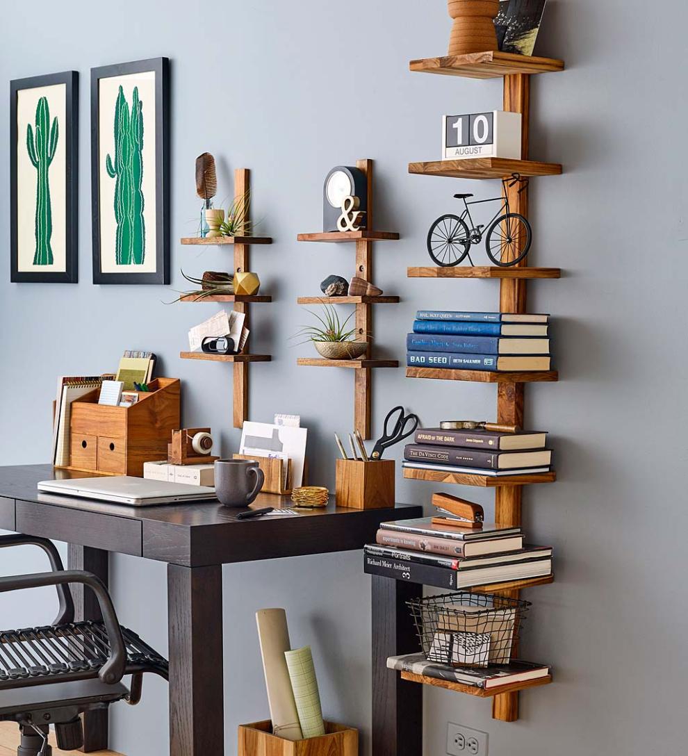 Plow & Hearth Home Accents Indoor Living Mini Teak Wall Shelf