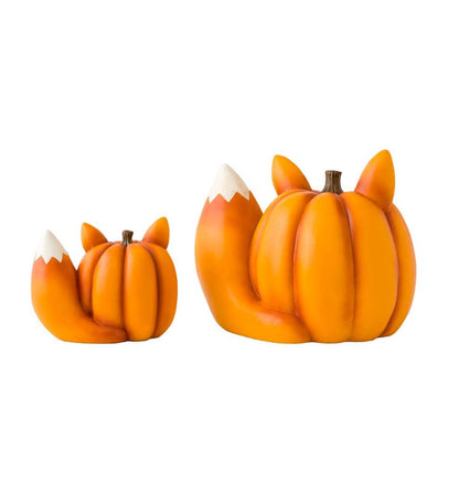Plow & Hearth Home Accents Indoor Living Mother And Baby Fox Pumpkin Statues, Set Of 2