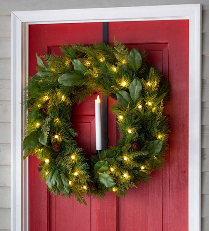 Plow & Hearth Home Accents Indoor Living Over-Door Adjustable Wreath Hanger With Candle Holder