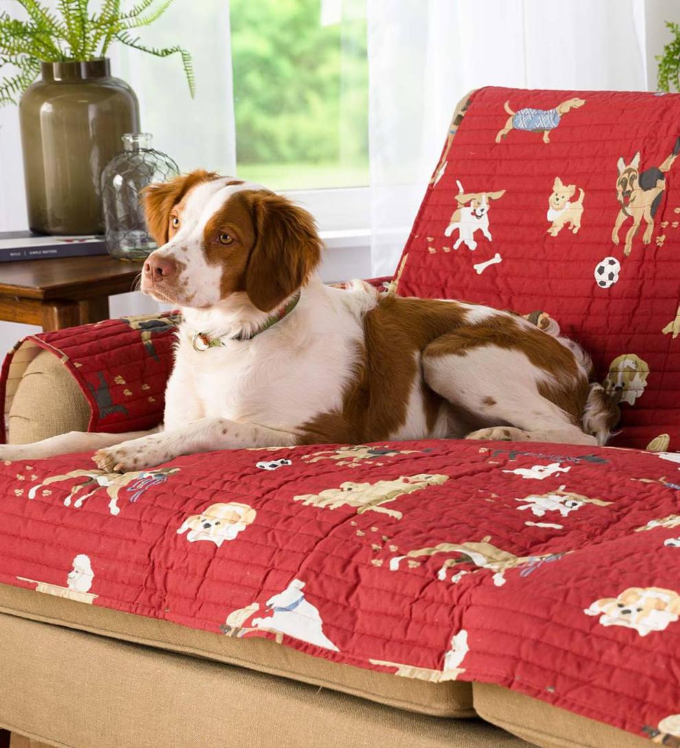 Plow & Hearth Home Accents Indoor Living Protective Pet Love Seat Cover, Dog Park Design