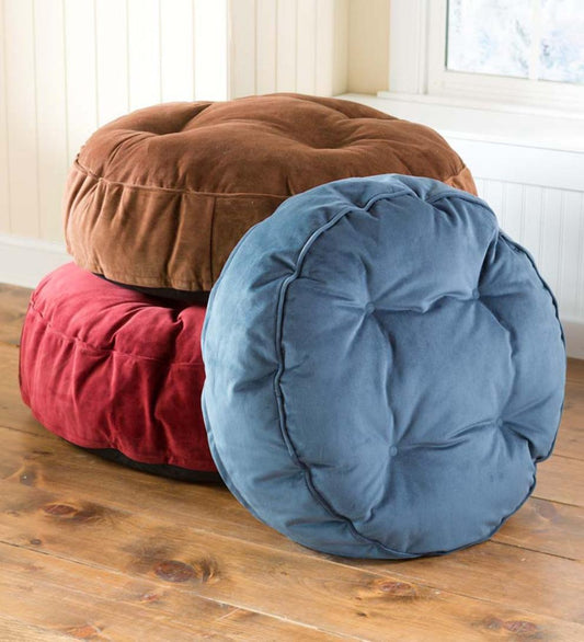Plow & Hearth Home Accents Indoor Living Round Tufted Plush Velvet Pet Bed