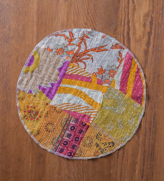 Plow & Hearth Home Accents Indoor Living Round Upcycled Kantha Placemats Set Of 6