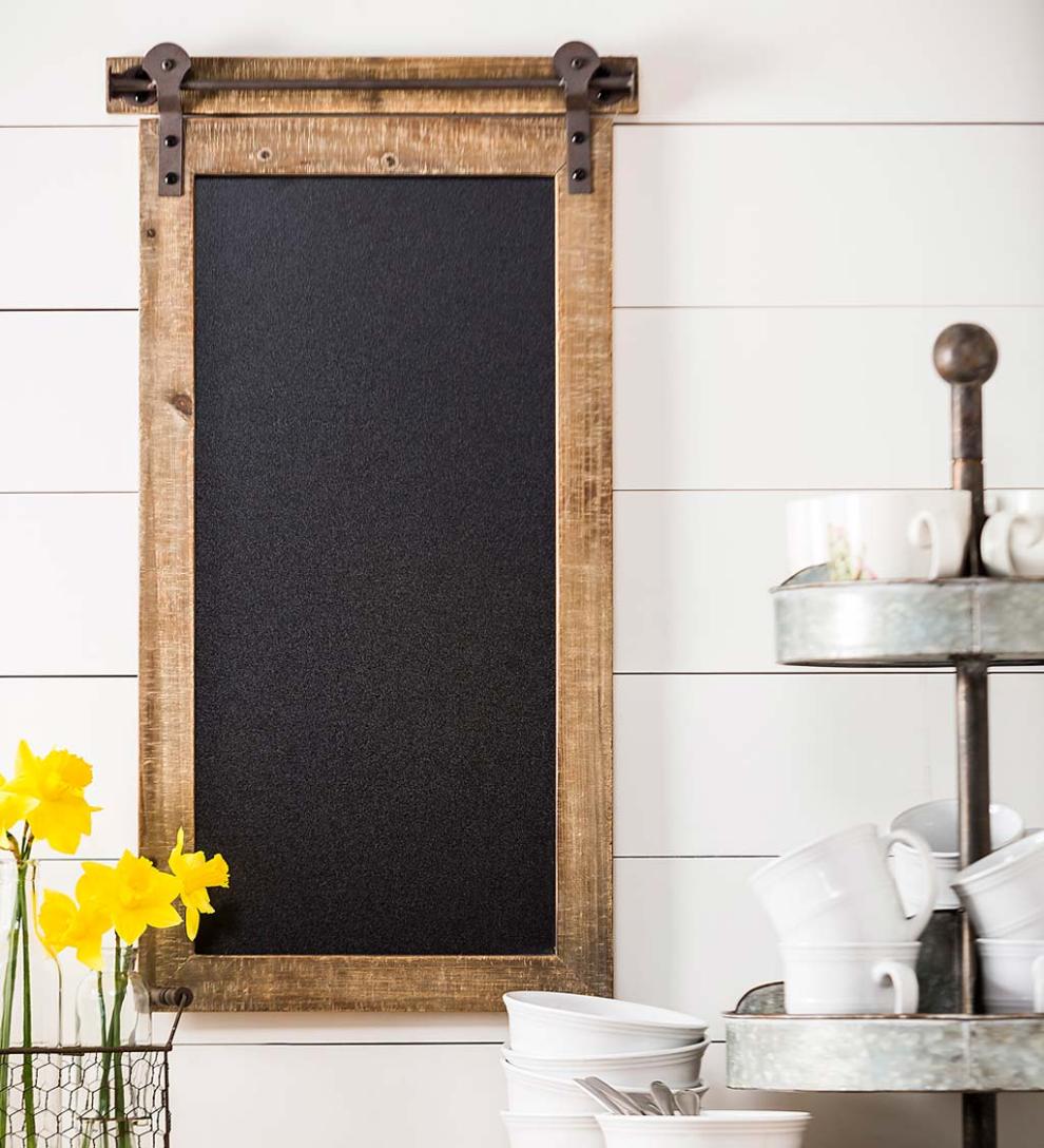 Plow & Hearth Home Accents Indoor Living Rustic Barn Door Chalk Board Message Center