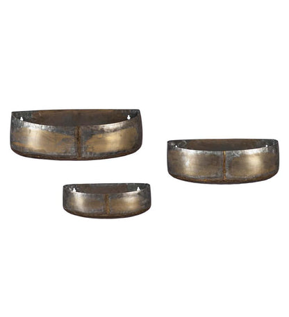 Plow & Hearth Home Accents Indoor Living Rustic Metal Wall Planters, Set Of 3