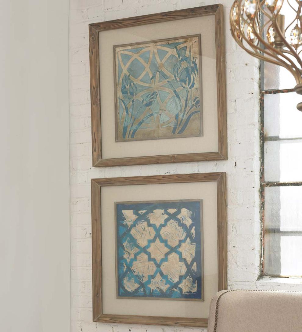 Plow & Hearth Home Accents Indoor Living Stained Glass Indigo Prints, Set Of 2