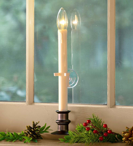 Plow & Hearth Home Accents Indoor Living Suction Cup Window Candle Set With Timer And Remote