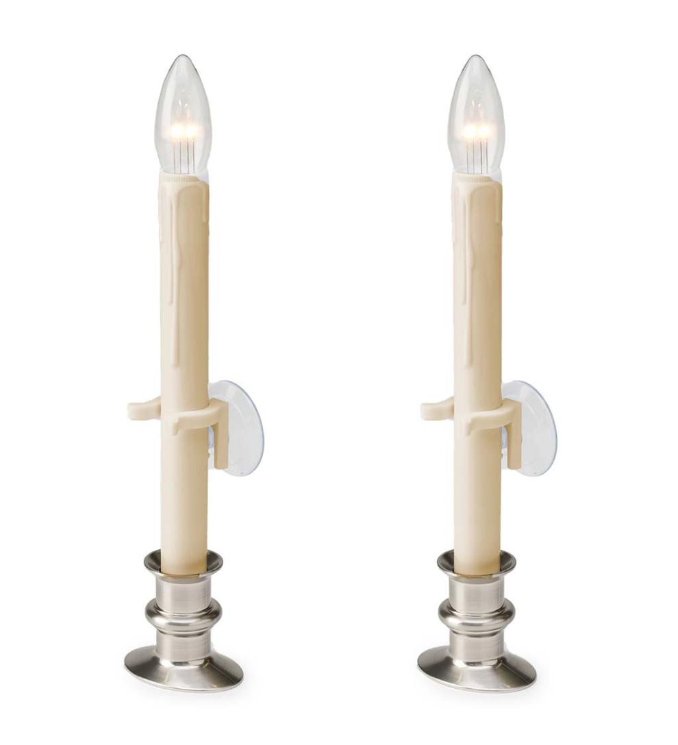 Plow & Hearth Home Accents Indoor Living Suction Cup Window Candle Set With Timer And Remote