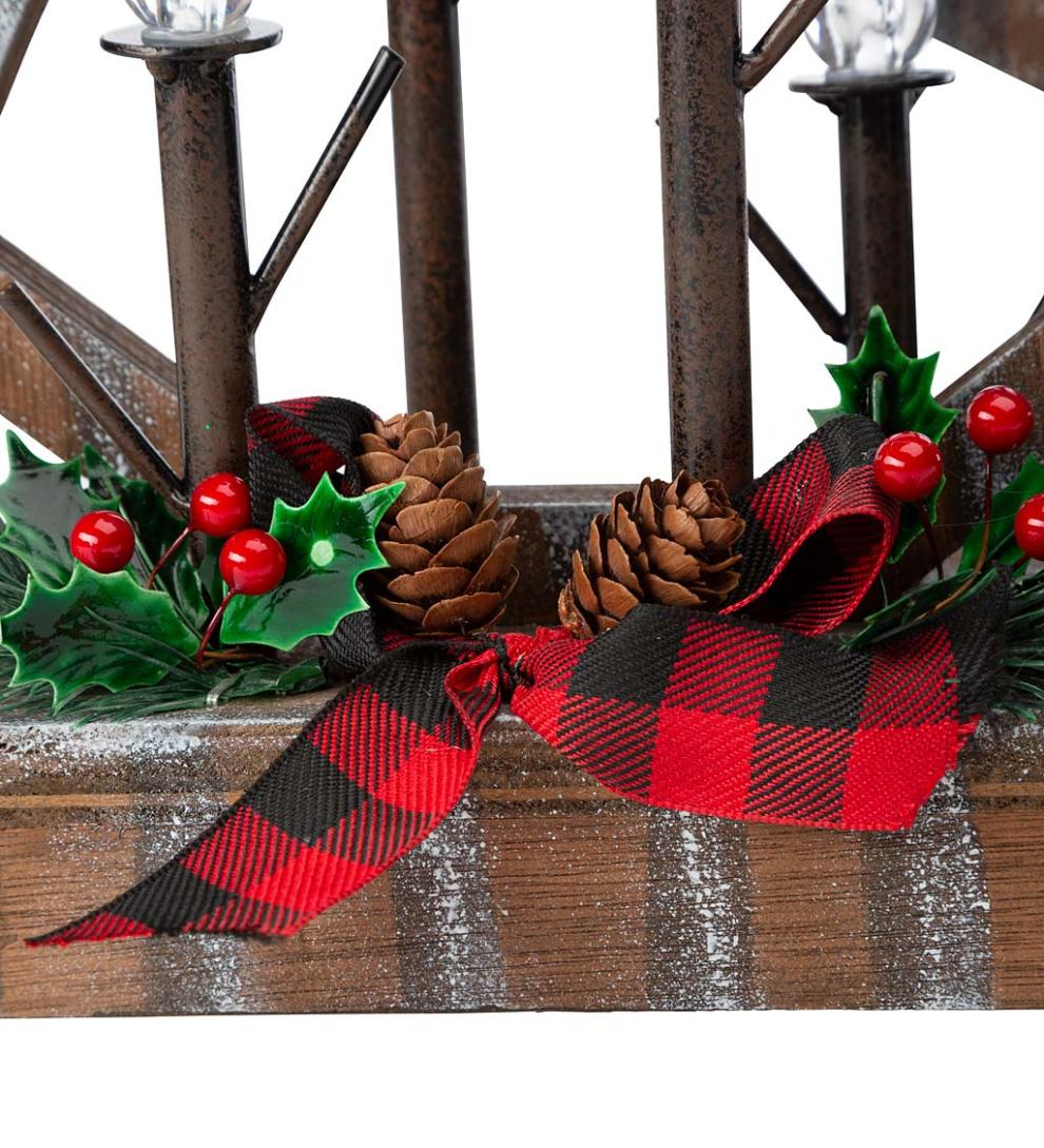 Plow & Hearth Home Accents Indoor Living Tabletop Lighted Wooden Christmas Trees, Set Of 2