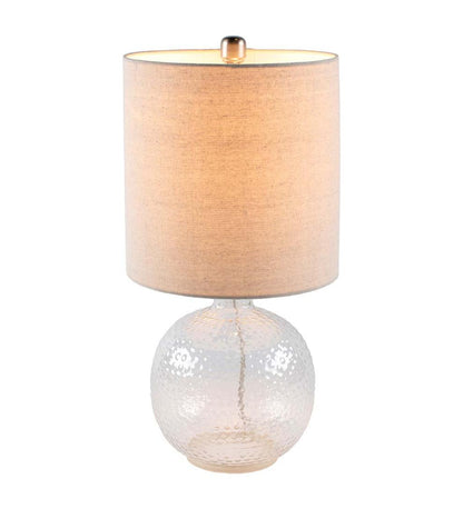 Plow & Hearth Home Accents Indoor Living Textured Bubble Glass Table Lamp With Beige Linen Shade
