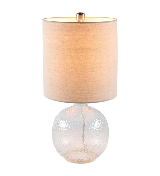 Plow & Hearth Home Accents Indoor Living Textured Bubble Glass Table Lamp With Beige Linen Shade