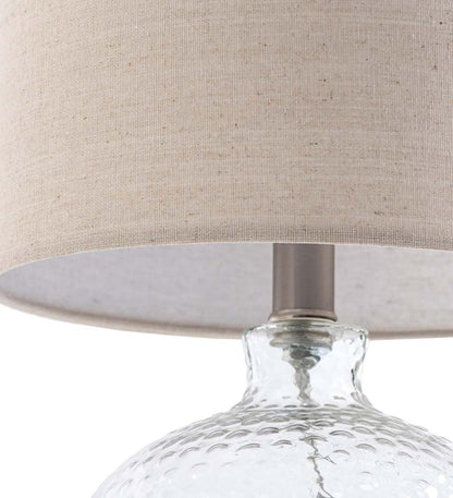 Plow & Hearth Home Accents Indoor Living Textured Bubble Glass Table Lamp With Beige Linen Shade