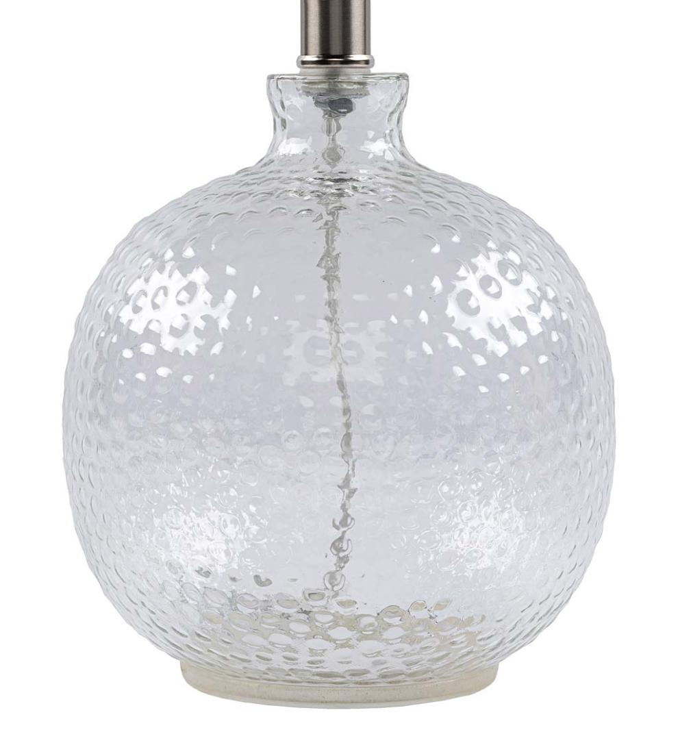 Plow & Hearth Home Accents Indoor Living Textured Bubble Glass Table Lamp With Beige Linen Shade