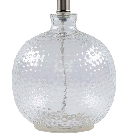Plow & Hearth Home Accents Indoor Living Textured Bubble Glass Table Lamp With Beige Linen Shade
