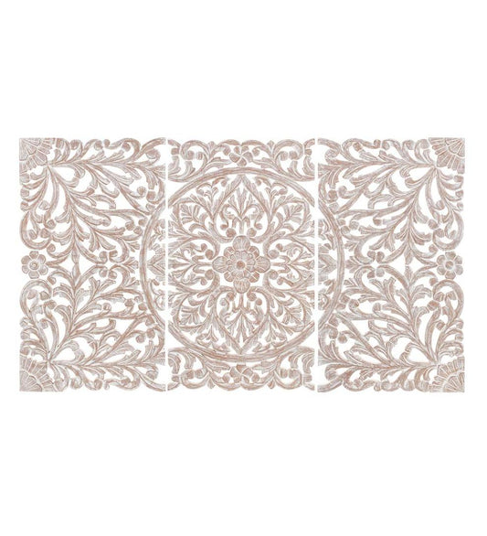 Plow & Hearth Home Accents Indoor Living Three Panel White Washed Floral Wall Art