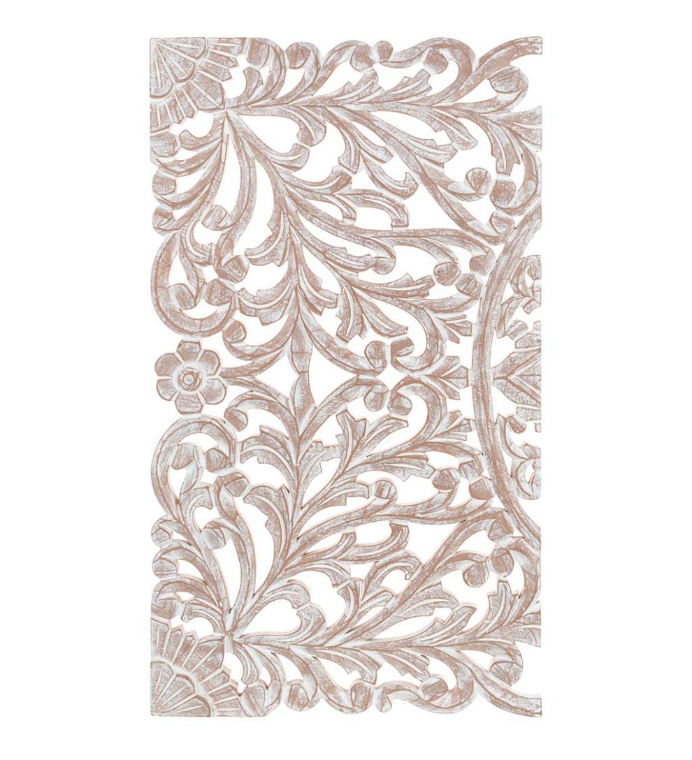Plow & Hearth Home Accents Indoor Living Three Panel White Washed Floral Wall Art