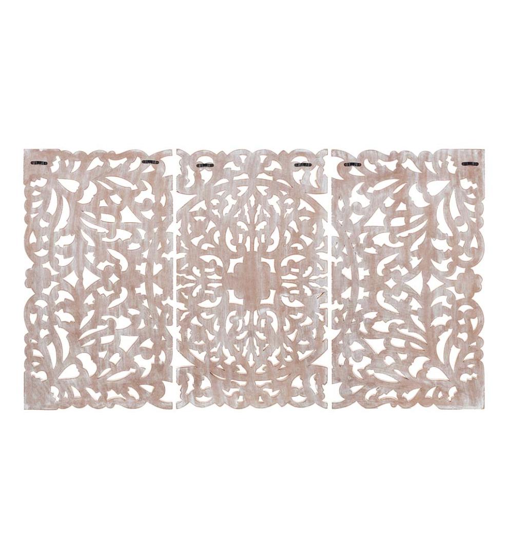 Plow & Hearth Home Accents Indoor Living Three Panel White Washed Floral Wall Art